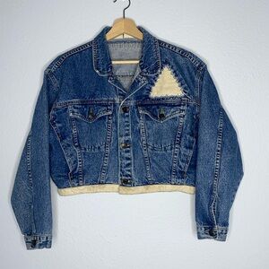 PEPE Y2K Denim Crop Jacket Beige Patches